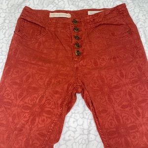 Funky Burnt Orange Anthropologie Skinny Pants